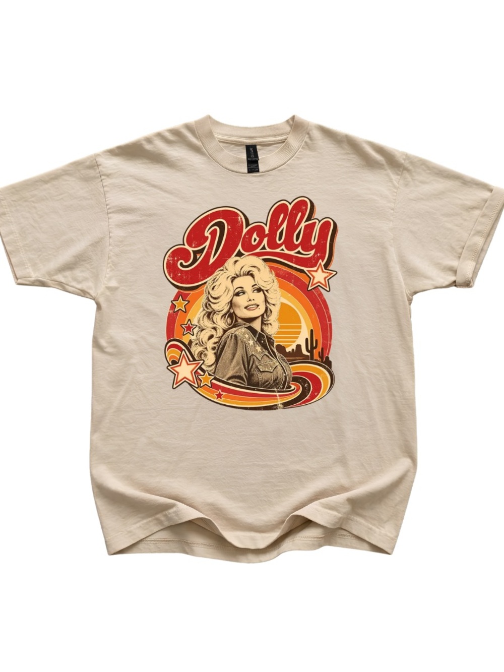 Gildan Cream Dolly Retro Country Music Queen Graphic Tee